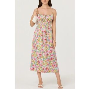 ASTR the Label Smocked Midi Dress Multicolor Floral Size Medium